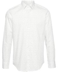 Canali - Leaf-Print Cotton Shirt - Lyst