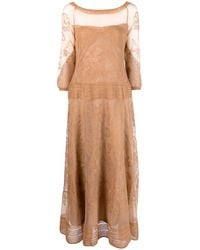 Alberta Ferretti - Embroidered Mesh Dress - Lyst