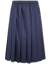Aspesi - Pleated Wool Midi Skirt - Lyst