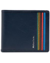PS by Paul Smith - Stripe-embroidered Bi-fold Leather Wallet - Lyst