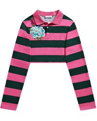 Area - Cropped Polotop Met Borduurwerk En Streep - Lyst