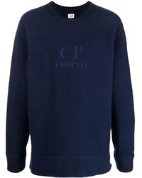C.P. Company - Fleece-Sweatshirt mit Logo-Stickerei - Lyst