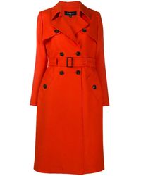 Paule Ka Belted Midi Trench Coat - Orange