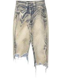 CAMPERLAB - Frayed Denim Asymmetric Skirt - Lyst