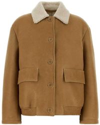 SANTORO - Shearling-Collar Button-Up Jacket - Lyst