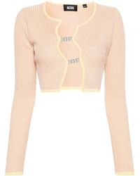 Gcds - Comma Crop Ribbed Cardigan - Lyst