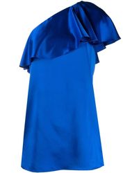 Saint Laurent - One-Shoulder-Kleid mit Volants - Lyst
