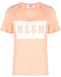 MSGM - Logo-Print Short-Sleeve T-Shirt - Lyst