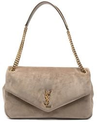 Saint Laurent - Bolso De Hombro Calypso Grande De Ante Con Placa Del Logo - Lyst