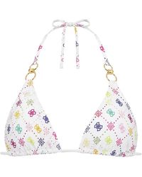 Guess - Logo-Print Halterneck Bikini Top - Lyst