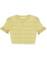 Sandro - Cropped Ruffled Knit Top - Lyst