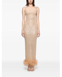 Atu Body Couture - Sequined Feather-Trimmed Maxi Dress - Lyst