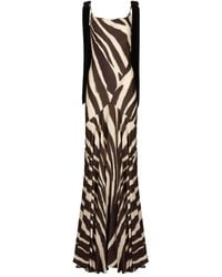 Nina Ricci - Fluwelen Maxi-Jurk Met Zebraprint En Strik - Lyst