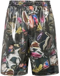 Acne Studios - Graphic-print Foiled Shorts - Lyst