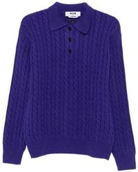 MSGM - Jersey De Punto De Ochos Con Cuello De Polo - Lyst