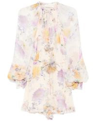 Zimmermann - Luna Playsuit Met Ruches - Lyst