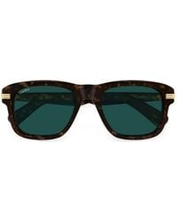 Cartier - Tortoiseshell-Effect Rectangle-Frame Sunglasses - Lyst