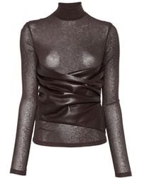 Nanushka - Top Met Gedrapeerd Vlak En Col - Lyst