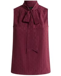 Etro - Silk-Blend Jacquard Top With Silk Scarf And Paisley Motif - Lyst