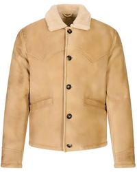 Stewart - Shearling-Collar Leather Jacket - Lyst