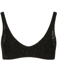 Dolce & Gabbana - Dg-Logo Jacquard Tulle Bralette - Lyst