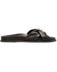 Jimmy Choo - Rafi Pearl-Embellished Leather Sandals - Lyst
