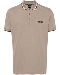 BOSS - Logo-embroidered cotton polo shirt - Lyst