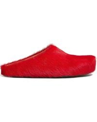 Marni - Long Hair Calfskin Fussbett Sabots - Lyst