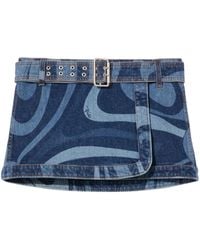 Emilio Pucci - Jeansrock Mit Marmo-Print - Lyst