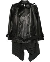 Sacai - Leren Jack Met Dubbele Rij Knopen - Lyst