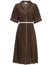 P.A.R.O.S.H. - Polka-Dot Belted Midi Dress - Lyst