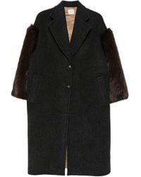 Alysi - Soft Over Faux-Fur Sleeve Coat - Lyst