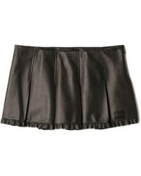 Miu Miu - Pleated Nappa-Leather Skirt - Lyst