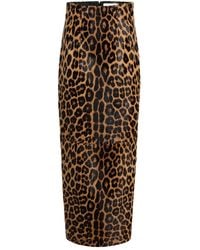 KHAITE - Leopard Print Slit Maxi Skirt - Lyst