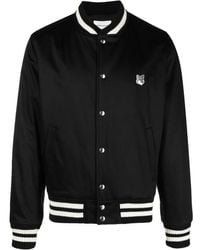 Maison Kitsuné - Bomberjacke Aus Satin Mit Fuchs-Patch - Lyst