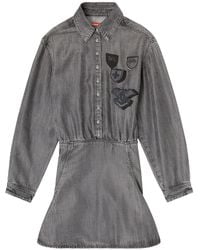 DIESEL - Patch-Detail Mini Dress - Lyst
