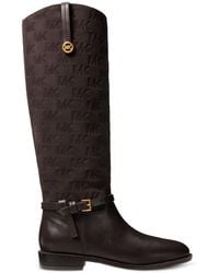 Michael Kors - Beverly Quited Suede And Leather Riding Boots - Lyst
