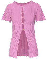Baobab - Corsica Round-Neck Button-Details Cutout T-Shirt - Lyst