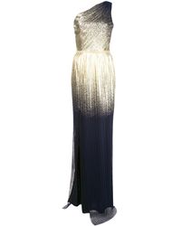 Marchesa notte Плиссированное Платье С Эффектом Металлик - Синий