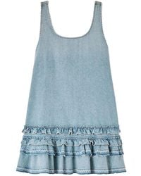 Ganni - Organic Cotton Denim Mini Dress - Lyst