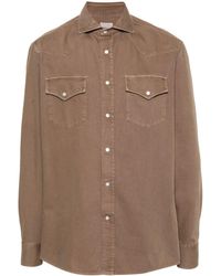 Brunello Cucinelli - Garment-dyed Denim Shirt - Lyst