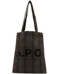 A.P.C. - Lou Plaid Tote Bag - Lyst