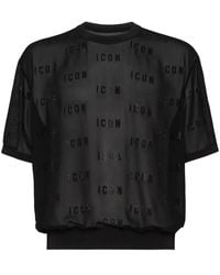 DSquared² - Logo-Appliqué Mesh T-Shirt - Lyst