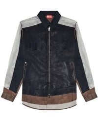 DIESEL - Logo-Print Zip-Up Shirt - Lyst