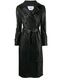 Dondup Double-breasted Leather Coat - Black