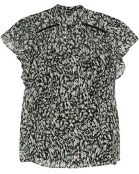 BOSS - Graphic-print Ruched-detail Shirt - Lyst