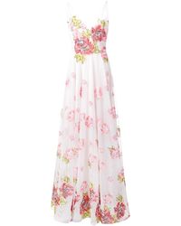 Marchesa notte Long Rose Dress - Wit