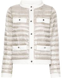 Herno - Contrasting-trim Quilted Jacket - Lyst