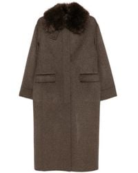 Maje - Faux-Fur Collar Single-Breasted Coat - Lyst