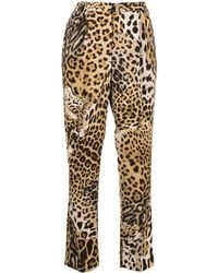 Roberto Cavalli - Leopard-Print Cropped Trousers - Lyst